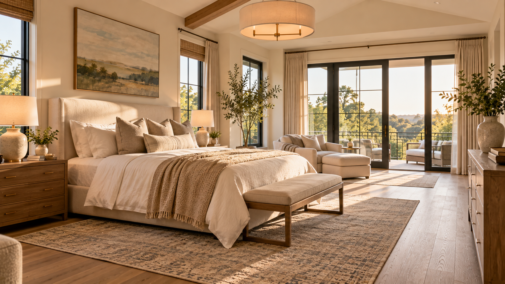 Sunlit Neutral Luxury Bedroom